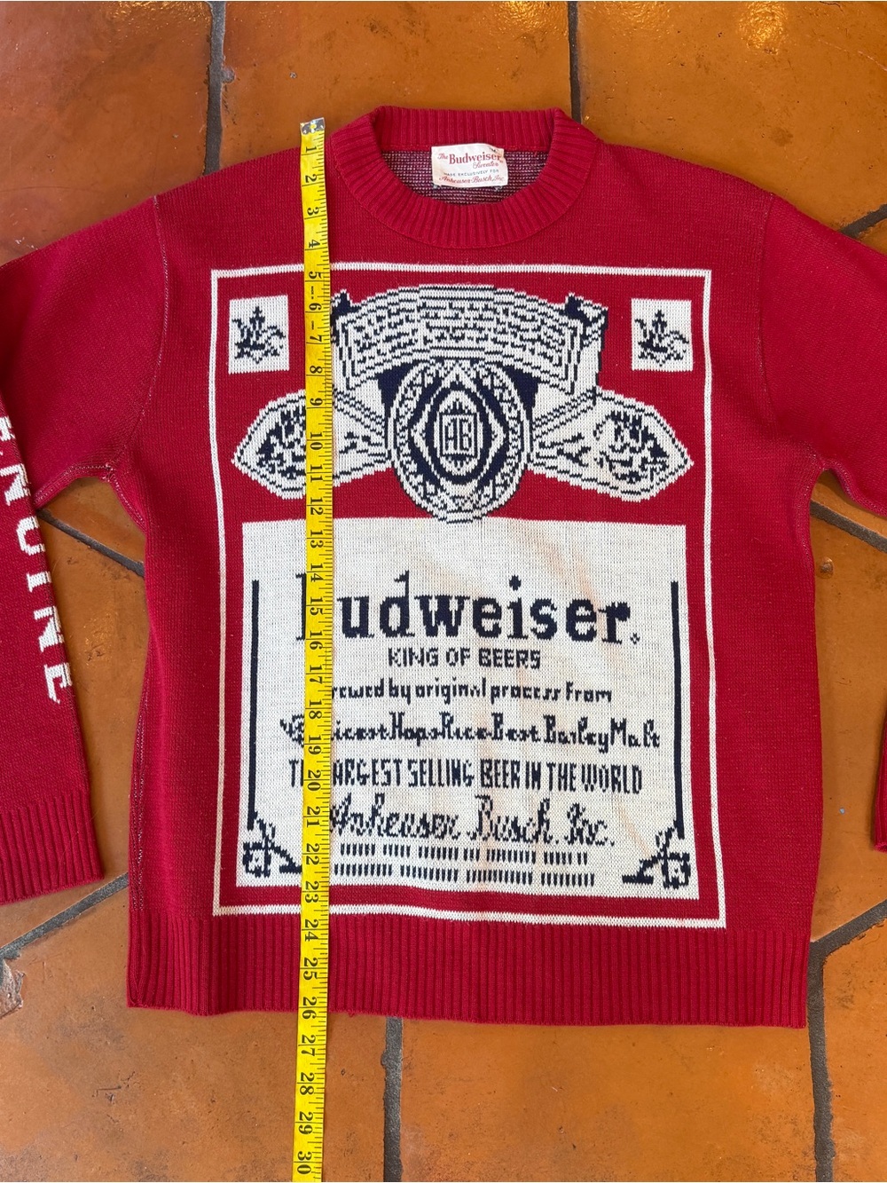 Budweiser Vintage 70s Knit Sweater Novelty Adult M Made In USA Beer Americana - Picture 4 of 6